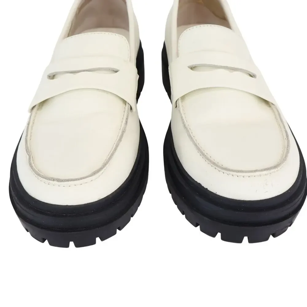 Quince Italian Leather Lug Sole Loafer Bone Size 6